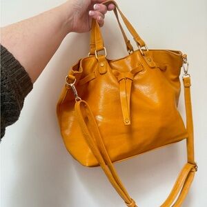 Stylish Yellow Leather Shoulder Bag